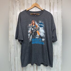 Harley Davidson Cycles T Shirt Mens 2XL Gray Motorcycle Girl Biker Tee
